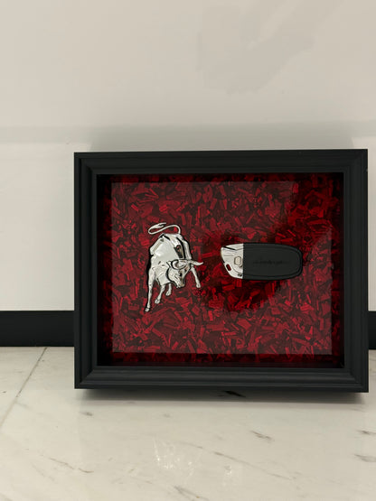 Bull & Key Shadow Box Frame – Luxury Automotive Inspired Wall Art