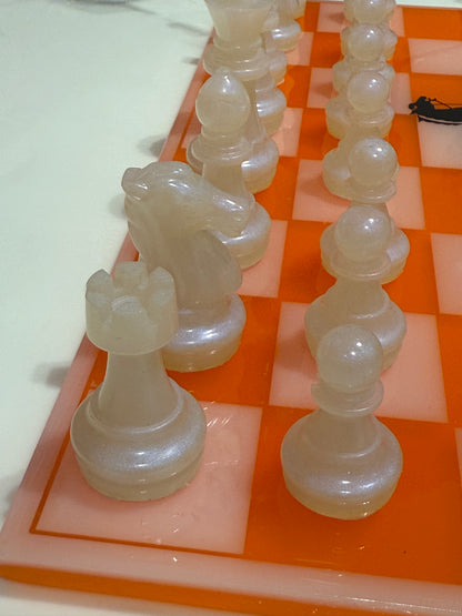 Chess Board Set Hermes Game light Orange and black