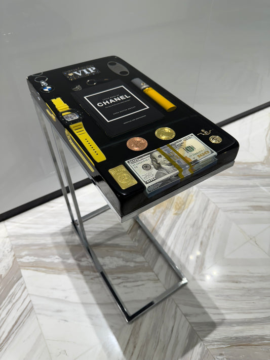 Chanel Book and Richard Mille watch Square Side Table