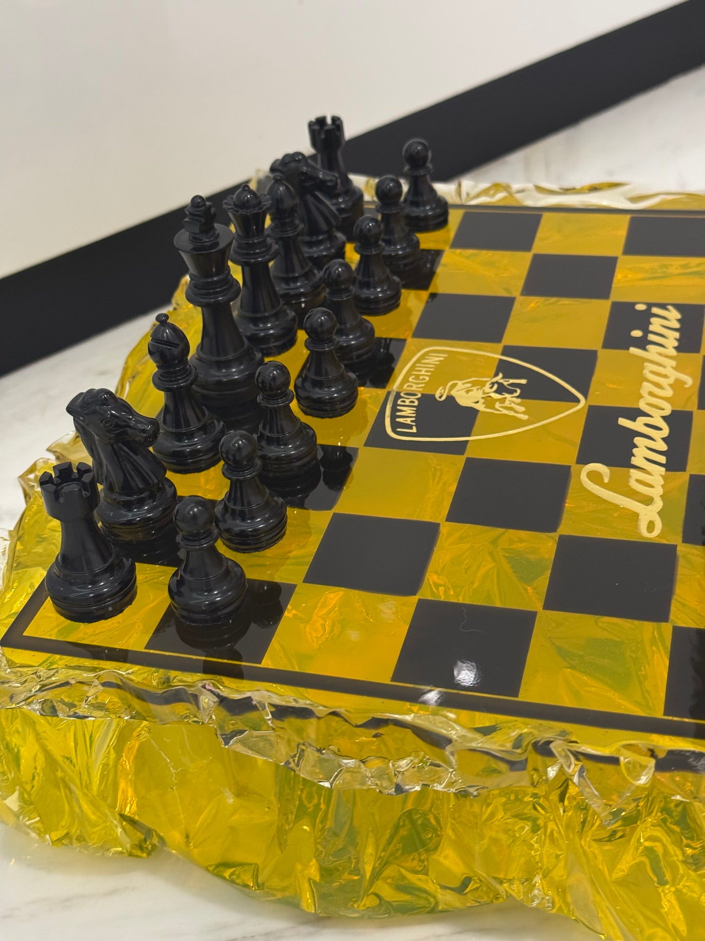 Chess Board Set Lamborghini yellow and black