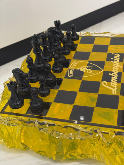 Chess Board Set Lamborghini yellow and black