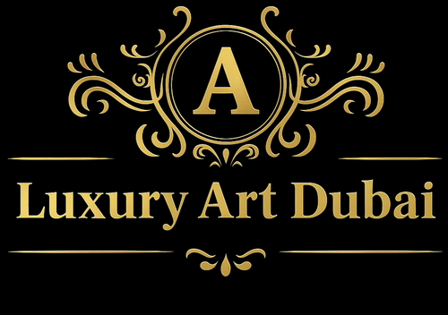 Luxury Art Dubai logo with gold letter 'A' on a black background