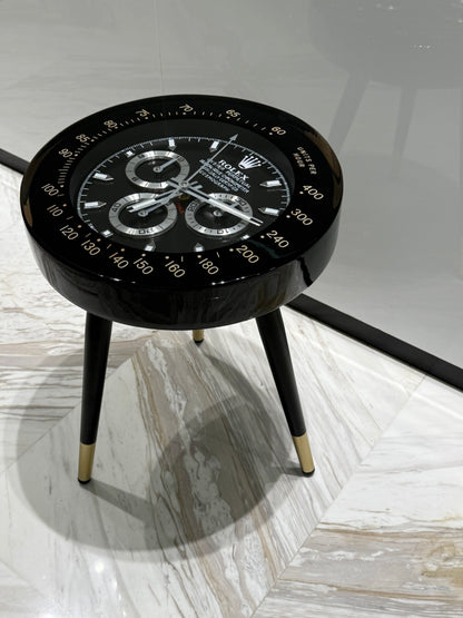 Black Rolex watch round side table