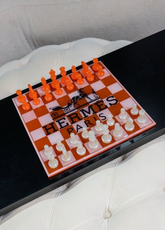 Chess Board Set Hermes Game light Orange and black