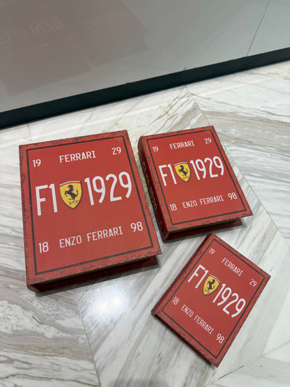 Vintage Racing-Inspired Hidden Storage 3-pieces Book set
