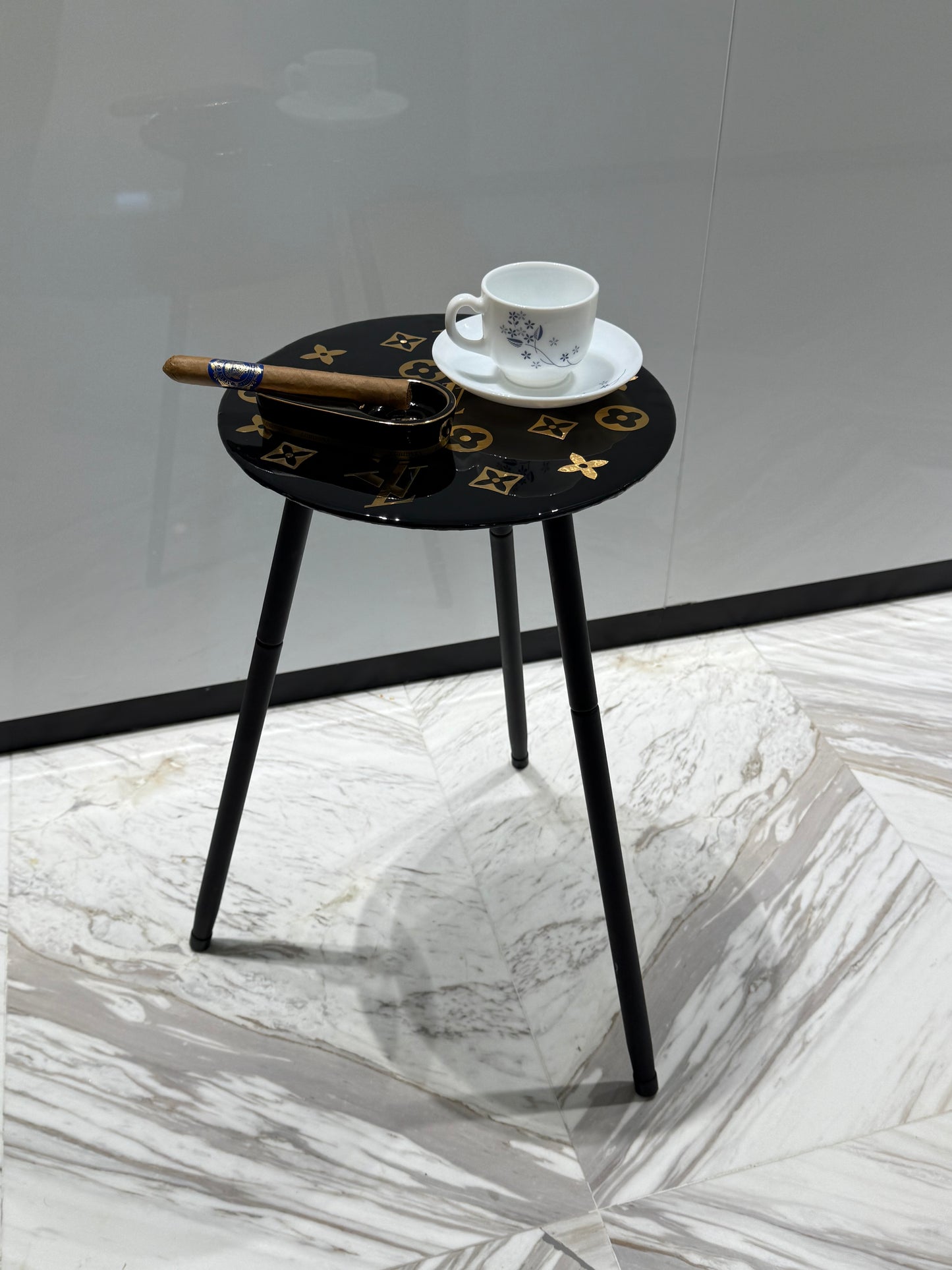LV Louis Vuitton Side Table Black small