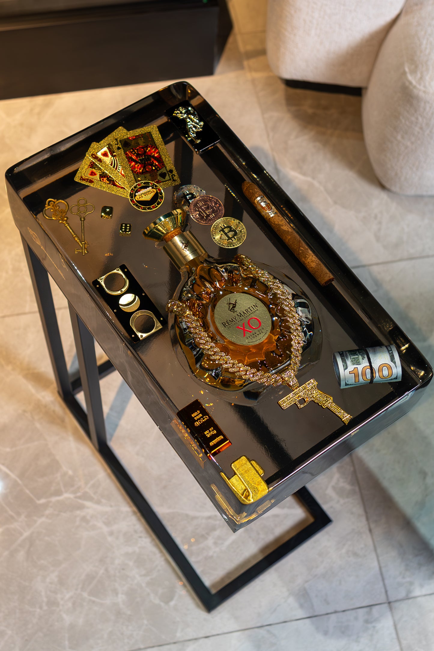 Remy Martin XO High Roller Edition Side Table – 1 of 1 -A Showcase of Prestige, Power & Pure Luxury