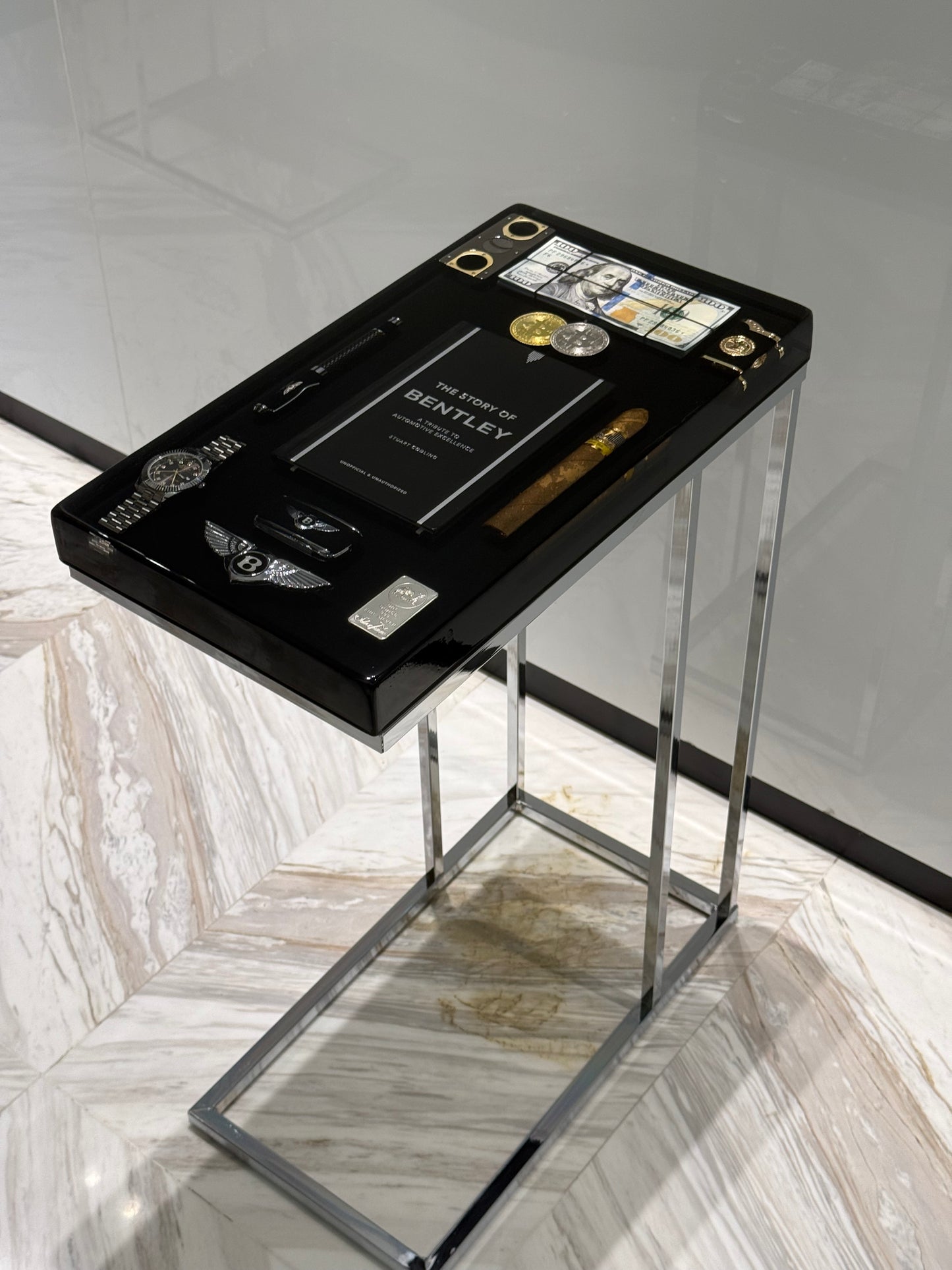Luxury Automotive-Inspired Handmade Resin Side Table