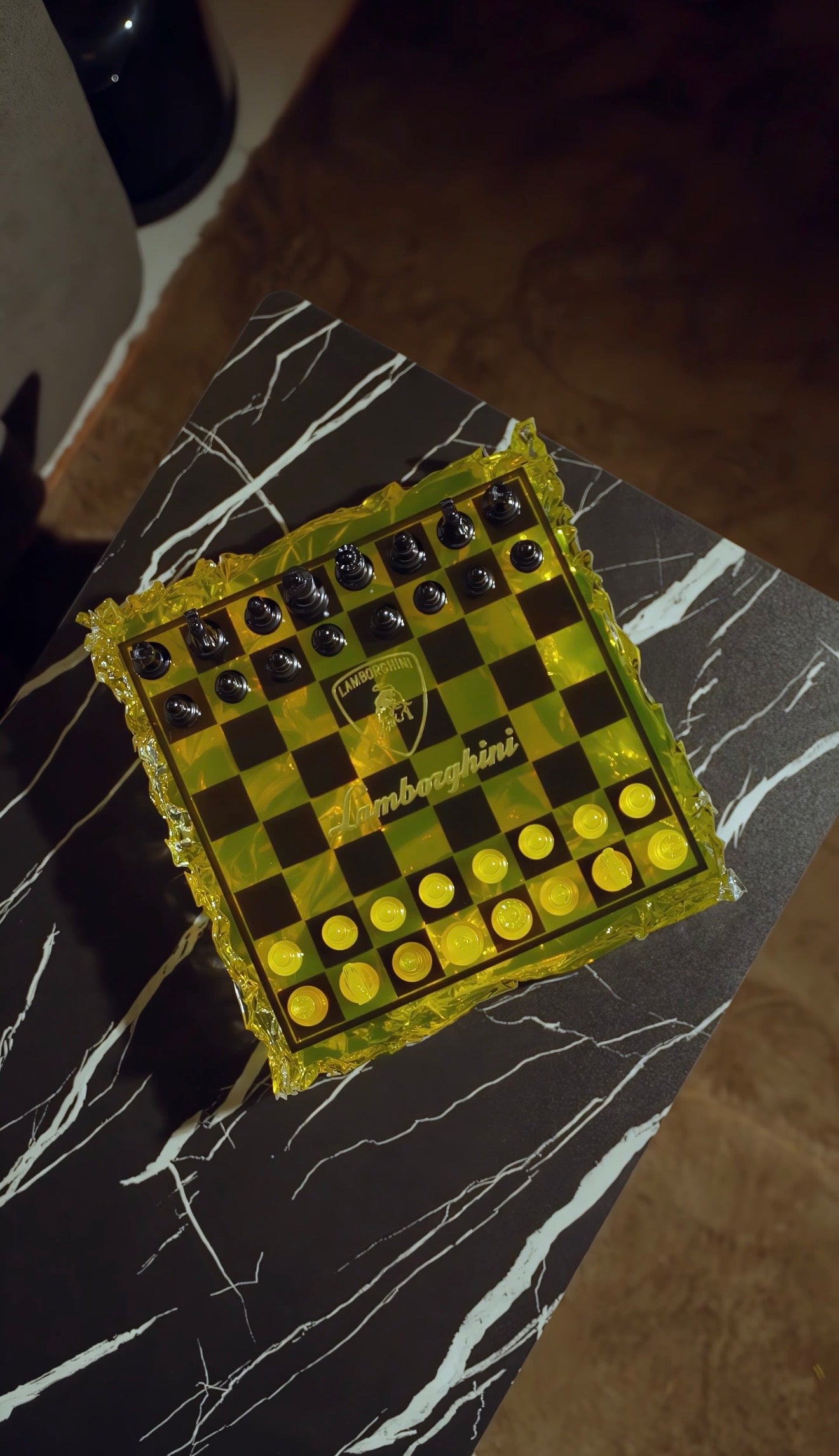 Chess Board Set Lamborghini yellow and black