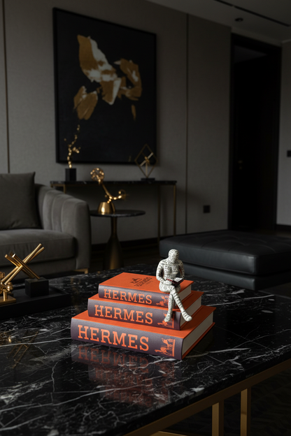 Luxury Decorative Book Set with Hidden Storage & Designer Figures