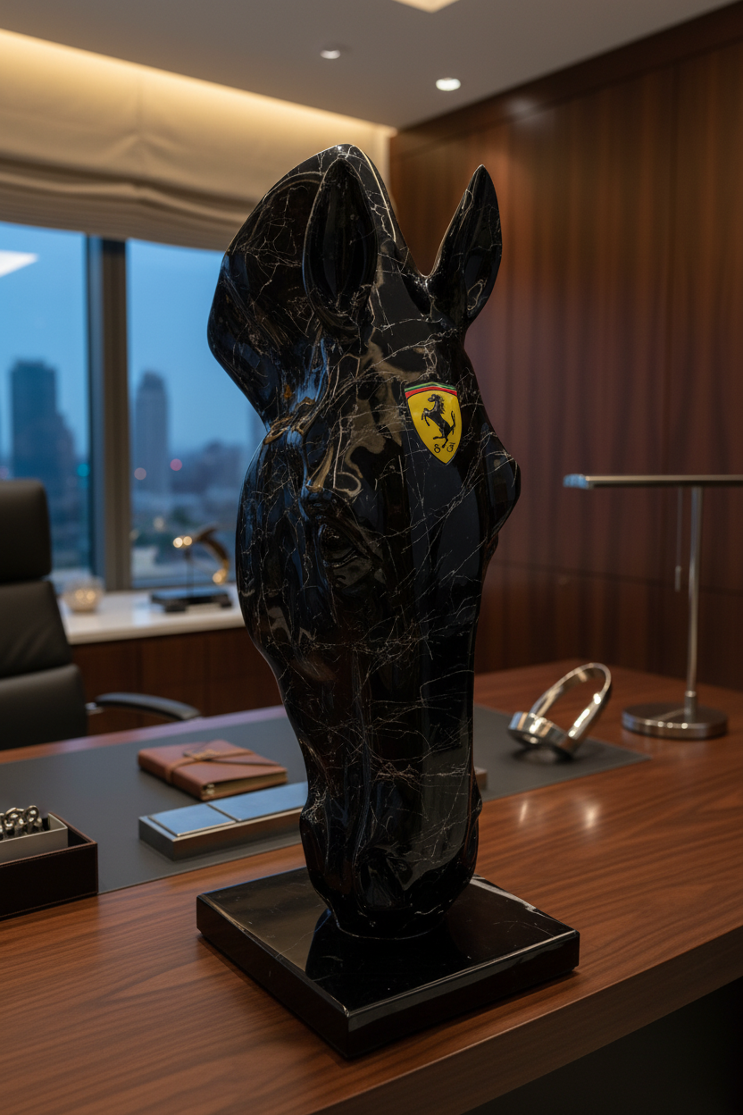 Black Ferrari horse Sculpture - Signature Edition