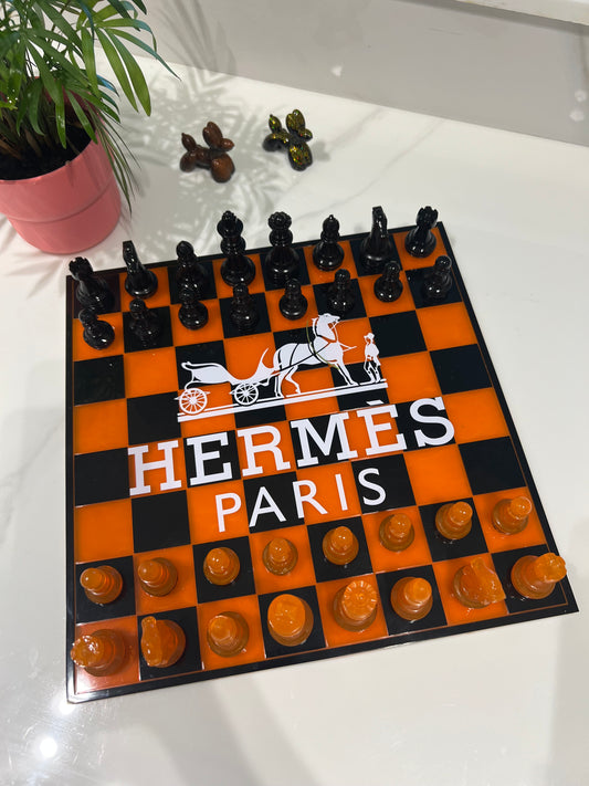 Chess Board Set Hermes Game Orange and black