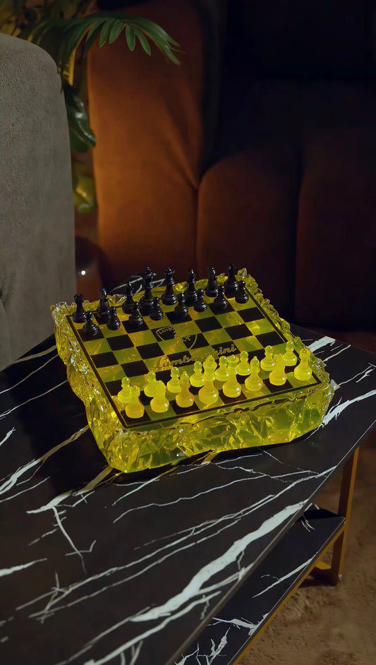 Chess Board Set Lamborghini yellow and black