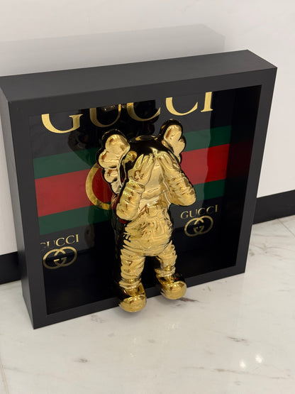Gold Astronaut in Gucci Box Frame – Luxury Art Meets Iconic Fashion