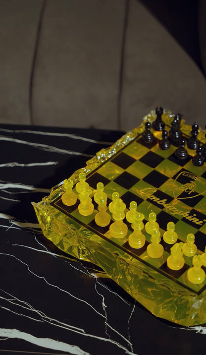 Chess Board Set Lamborghini yellow and black
