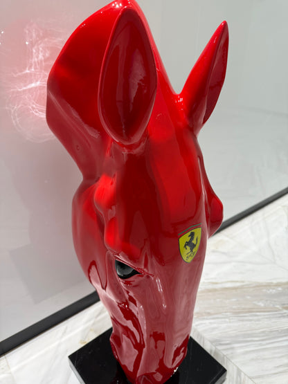Red Ferrari horse Sculpture - Signature Edition