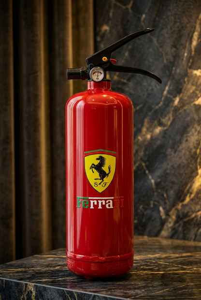 Red Motorsport-Inspired Decorative Fire Extinguisher