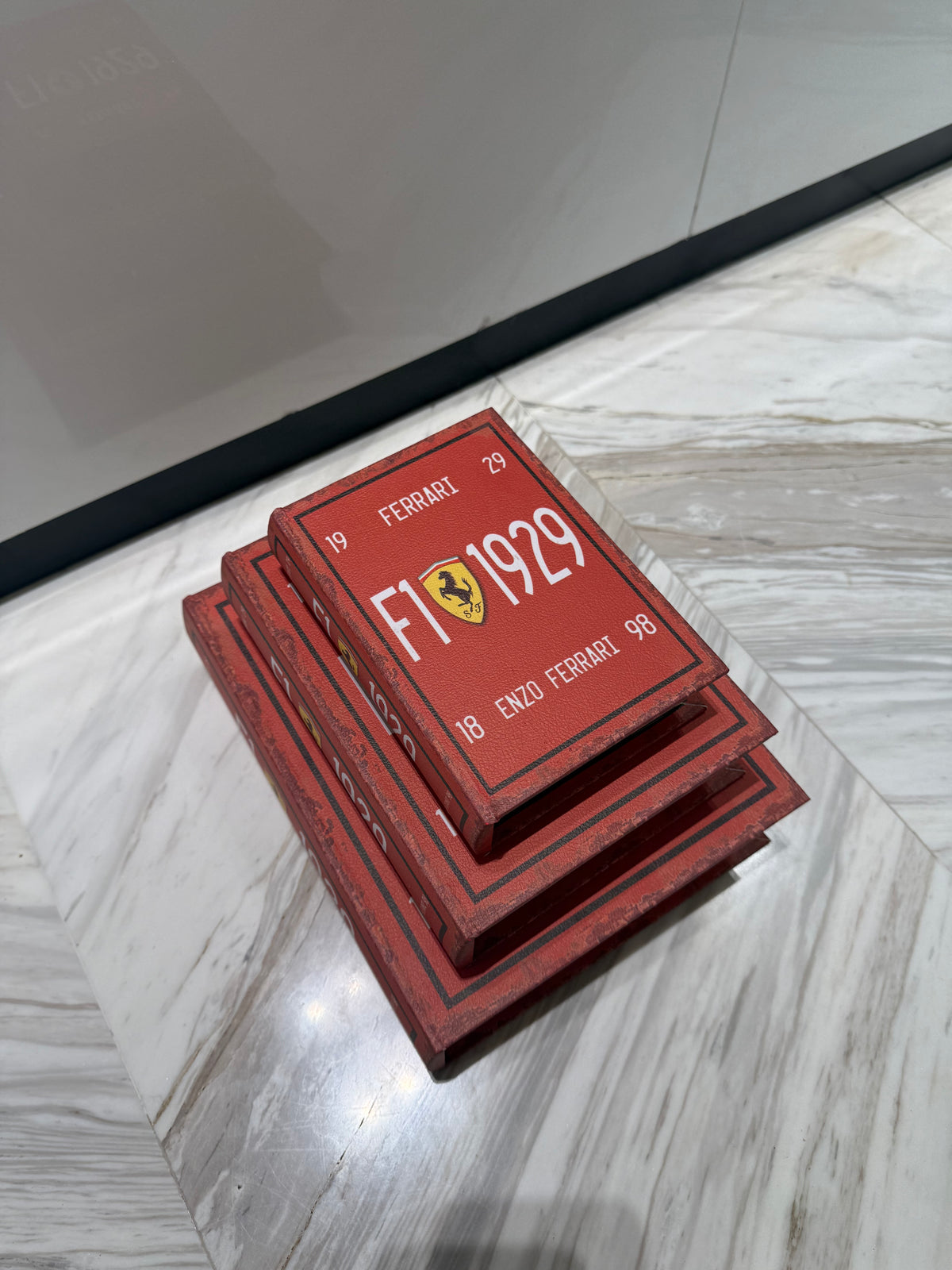 Vintage Racing-Inspired Hidden Storage 3-pieces Book set