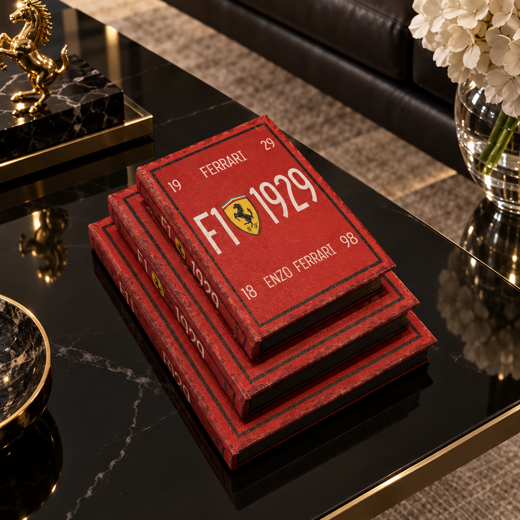 Vintage Racing-Inspired Hidden Storage 3-pieces Book set