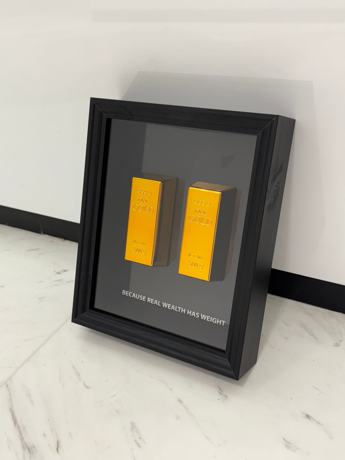 Because Real Wealth Has Weight – Gold Bar Shadow Box Frame