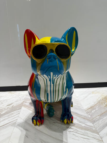 Colorful Dog Sculpture with sunglasses