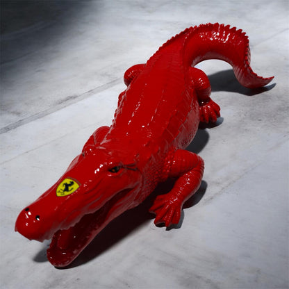 Rosso Predator – Automotive inspired Red Crocodile Sculpture