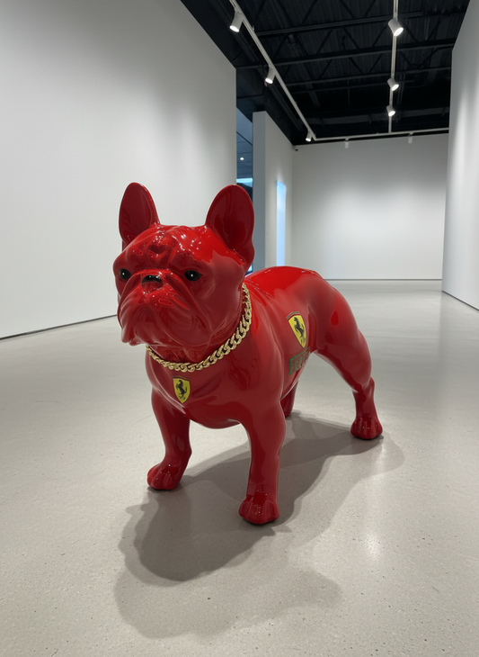 Red Ferrari Dog Sculpture with Designer Accents- Exclusive Edition