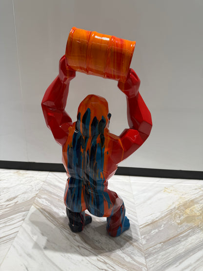Red Gorilla Sculpture colorful