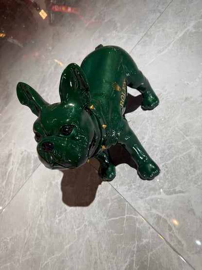 Green Rolex Dog Sculpture – Luxury Loyalty in Art Form