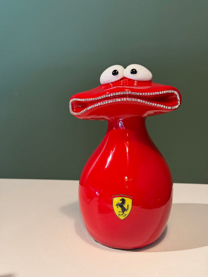Luxury Red Motorsport Frog Sculpture Supercar Inspired Collectible Art