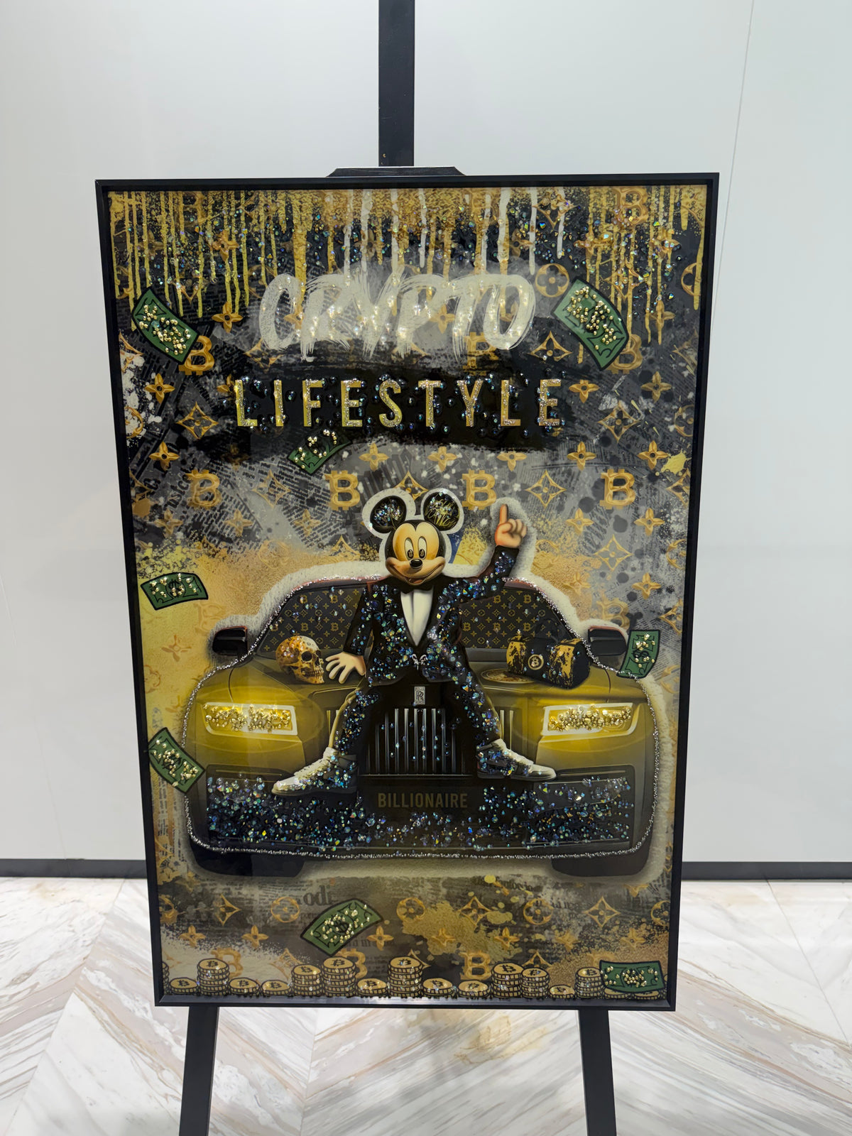 Crypto Lifestyle Bitcoin and Dollar Art Frame
