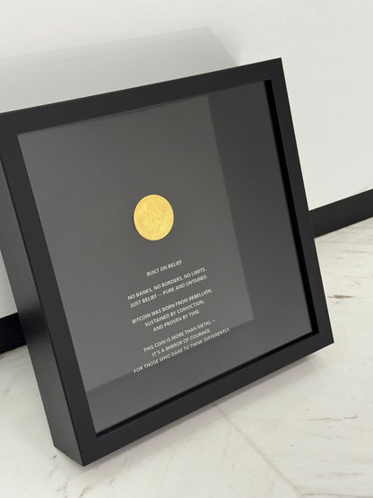 Built on Belief – Golden Bitcoin Box Frame