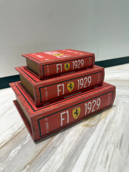 Vintage Racing-Inspired Hidden Storage 3-pieces Book set