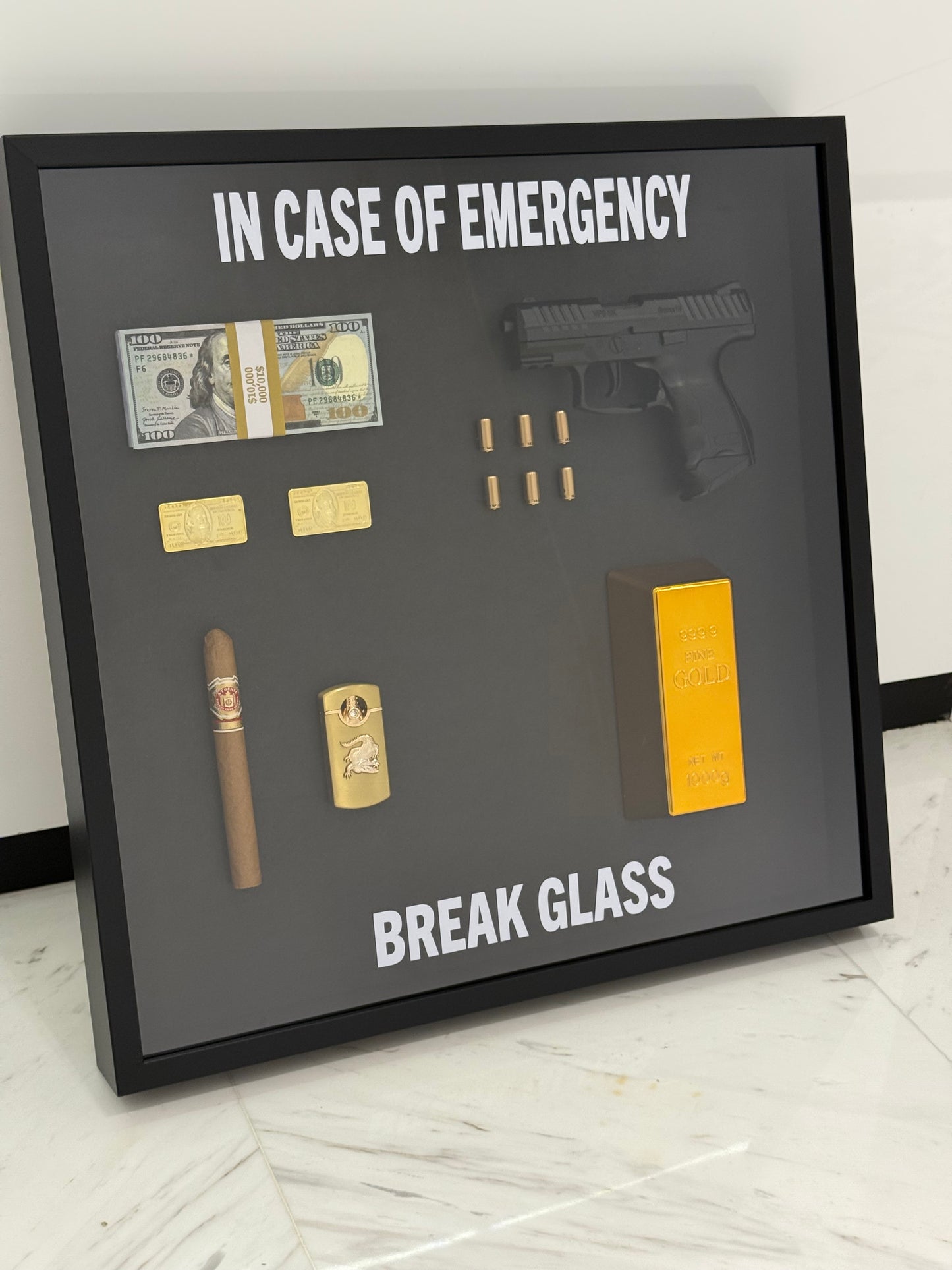 In Case of Emergency Luxury Shadow Box Frame – The Ultimate Statement Piece