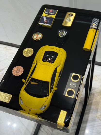 Lamborghini yellow Square Side Table
