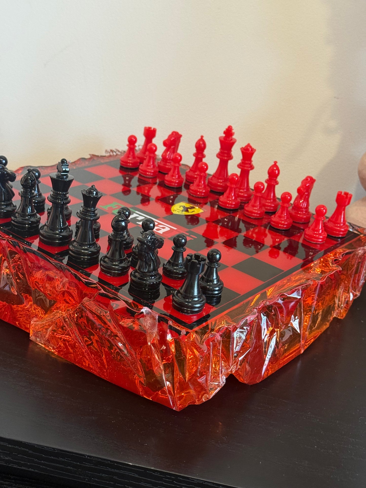 Chess Board Set Ferrari inspired red and black