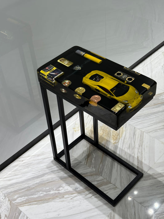 Lamborghini yellow Square Side Table