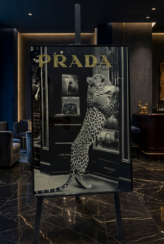 Black & Gold Crystal Leopard Luxury Statement Frame