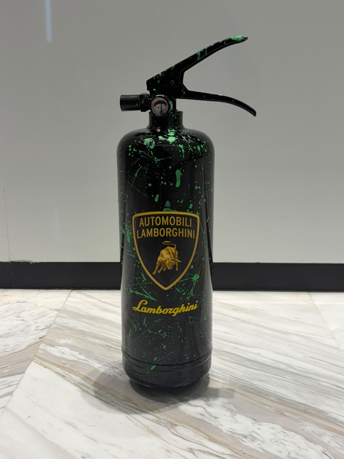 Black Motorsport-Inspired Decorative Fire Extinguisher
