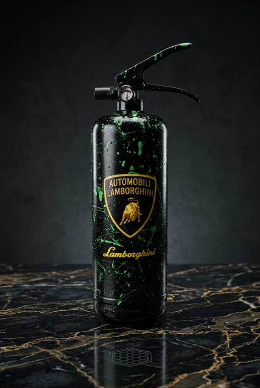 Black Motorsport-Inspired Decorative Fire Extinguisher