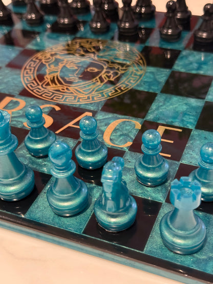 Chess Board Set Versace Game green and black