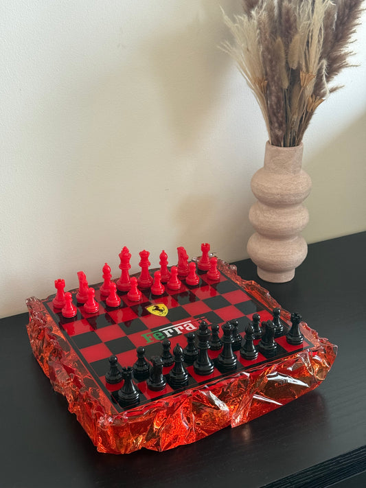 Chess Board Set Ferrari inspired red and black