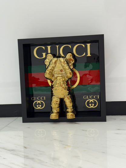 Gold Astronaut in Gucci Box Frame – Luxury Art Meets Iconic Fashion