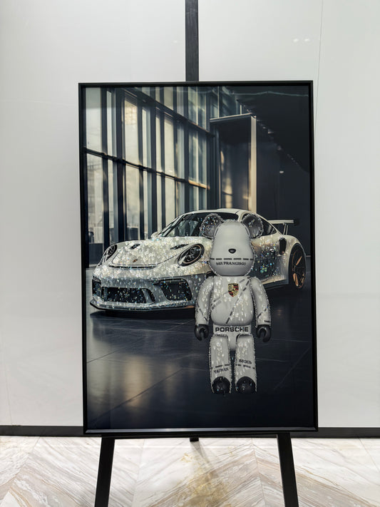The white Porsche Art Frame