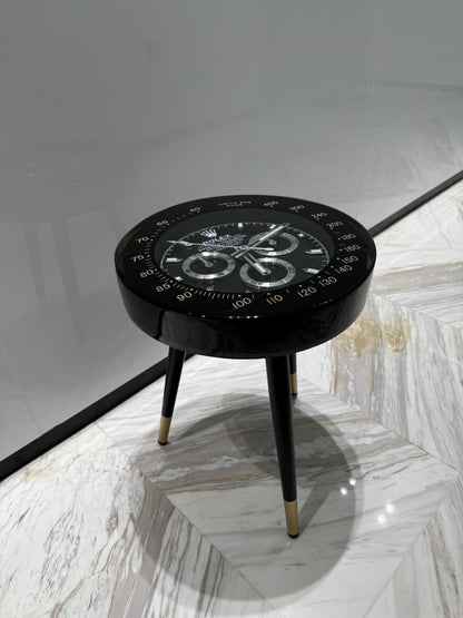 Black Rolex watch round side table