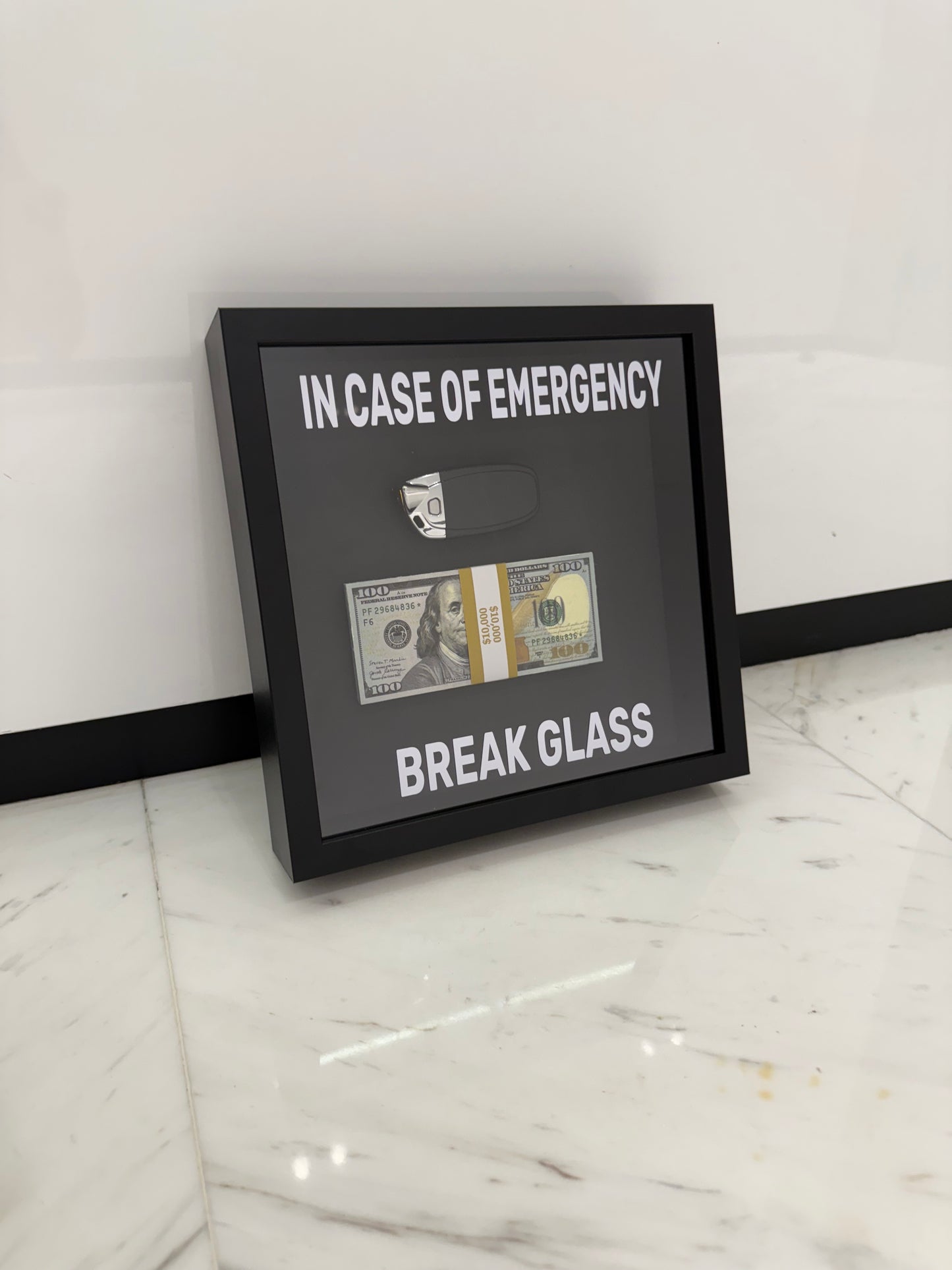 In Case of Emergency Box Frame – Lamborghini Key & Luxury Cash Stack