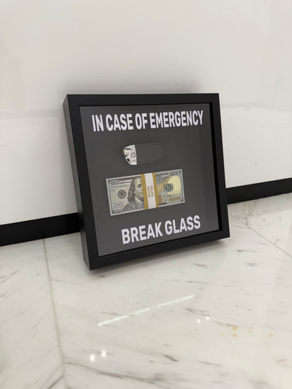In Case of Emergency Box Frame – Lamborghini Key & Luxury Cash Stack