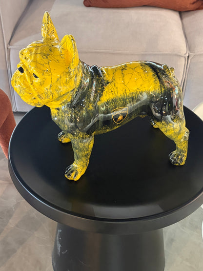 Yellow Lamborghini inspired Dog Sculpture with Designer Accents