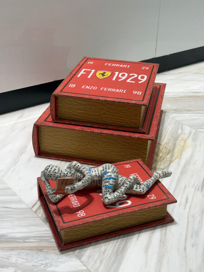 Figure with vintage Racing-Inspired Hidden Storage 3-pieces Book set