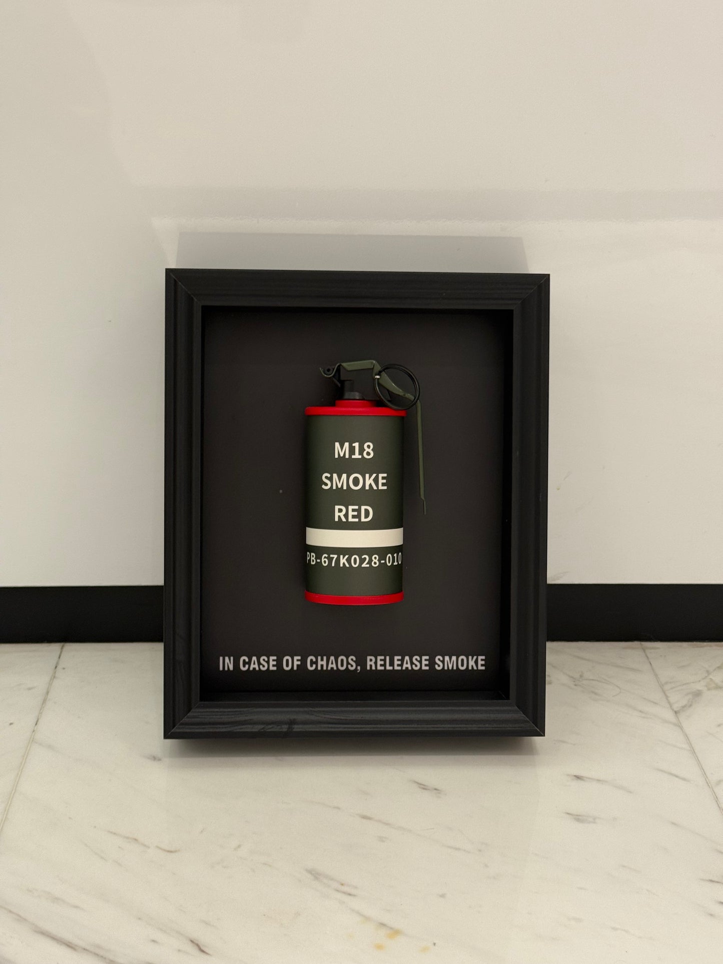 Smoke Grenade Statement Box Frame – Controlled Chaos, Captured in Art